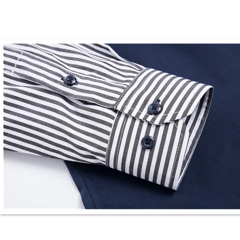 Plus Size Men's Clothing Oversized Slim Fit Mens Business Casual Long Sleeved Shirt Classic Striped Male Social Dress Shirts