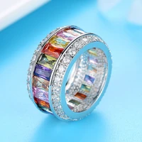 luxury womens temperament jewelry colorful crystal zircon rings for women personality creative round wedding engagement rings