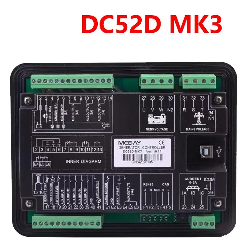 Панель управления контроллером генераторной установки Mebay DC50D/DC52D MK3