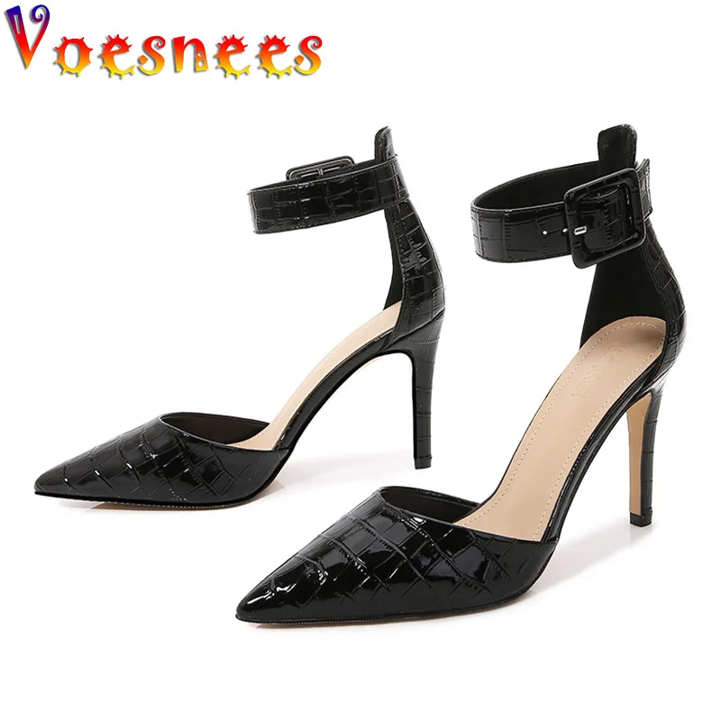 

Women Spring And Summer Shoes 2022 New European And American Plus Size Pointed Toe High Heels Sexy Snake Pattern Baotou Sandals