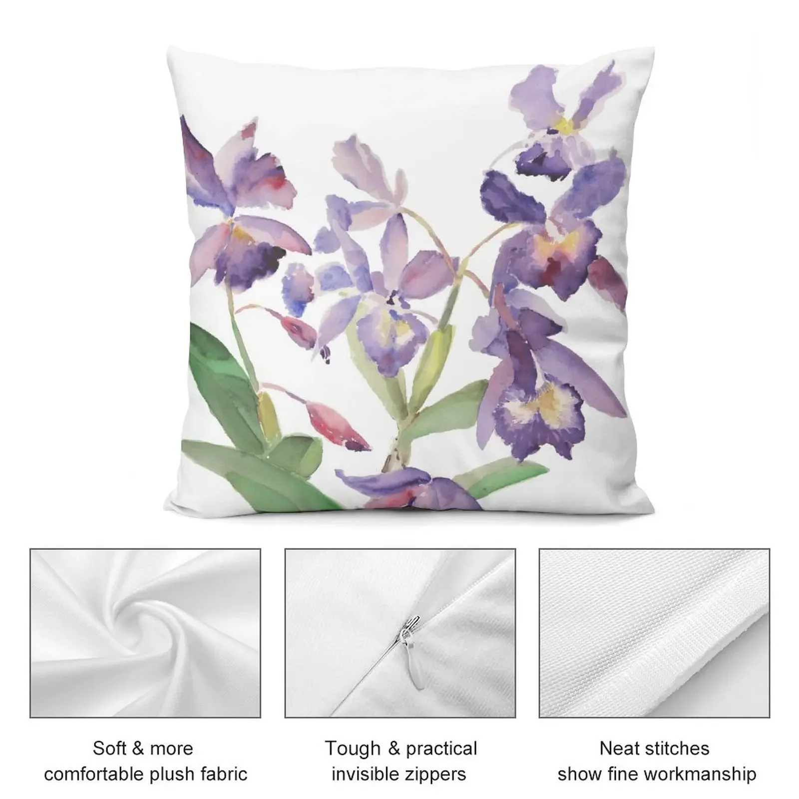 Фиолетовая орхидея: вертикальная декоративная подушка в клетку наволочка для