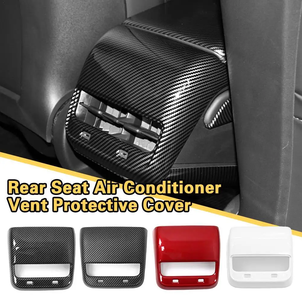 

1pc Car Rear Seat Air Conditioner Vent Protective Cover For Tesla Model3 Carbon Fiber Pattern Modified Anti-kick Accessories