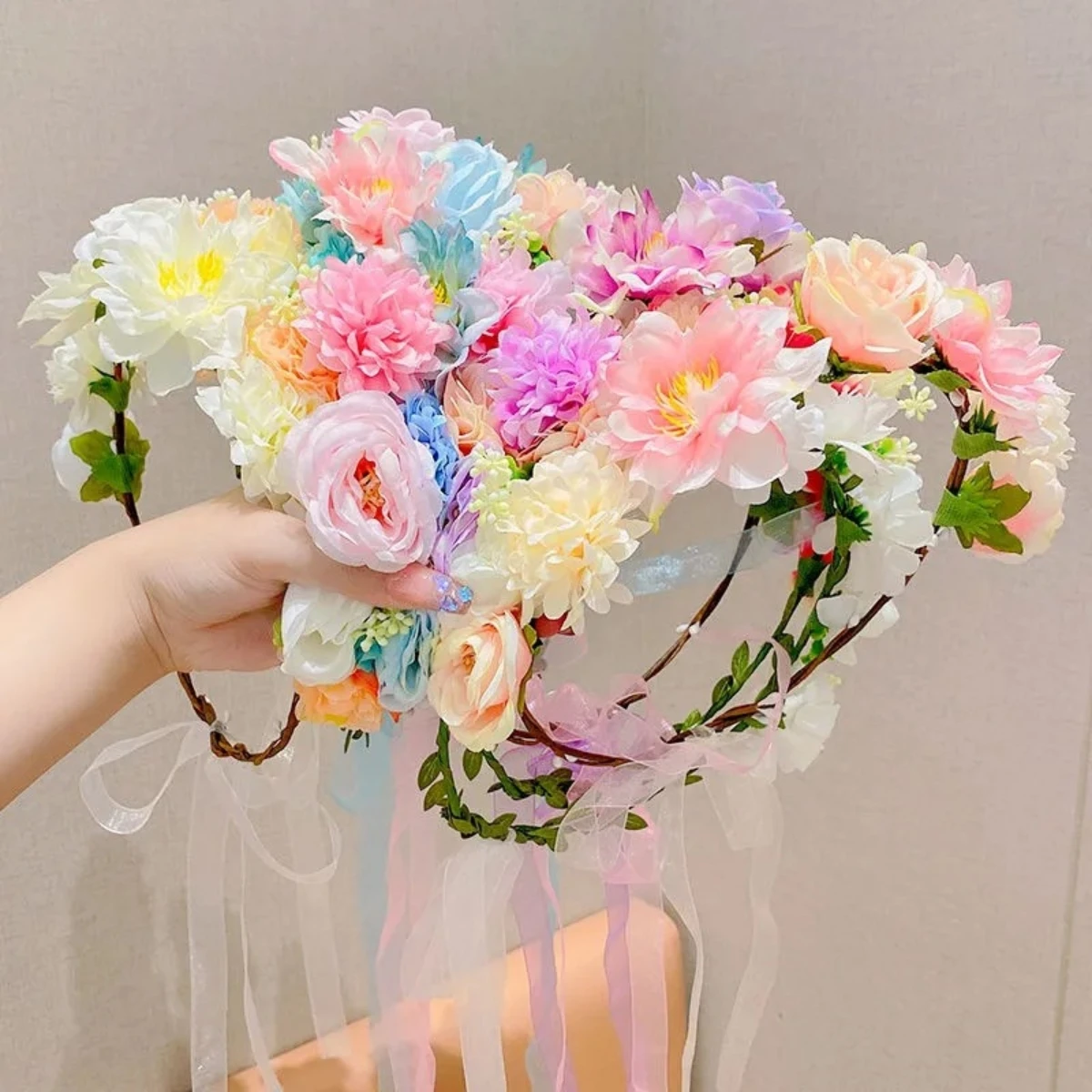 Женский элегантный цветочный венок с регулируемой лентой 1 шт.