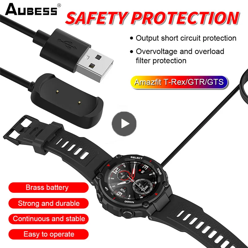 

1PCS Black Smart Watch USB Charging Cable For Amazfit T-Rex GTR Smart Watch GTS Smart Watch USB Charger Wire Cable Accessories
