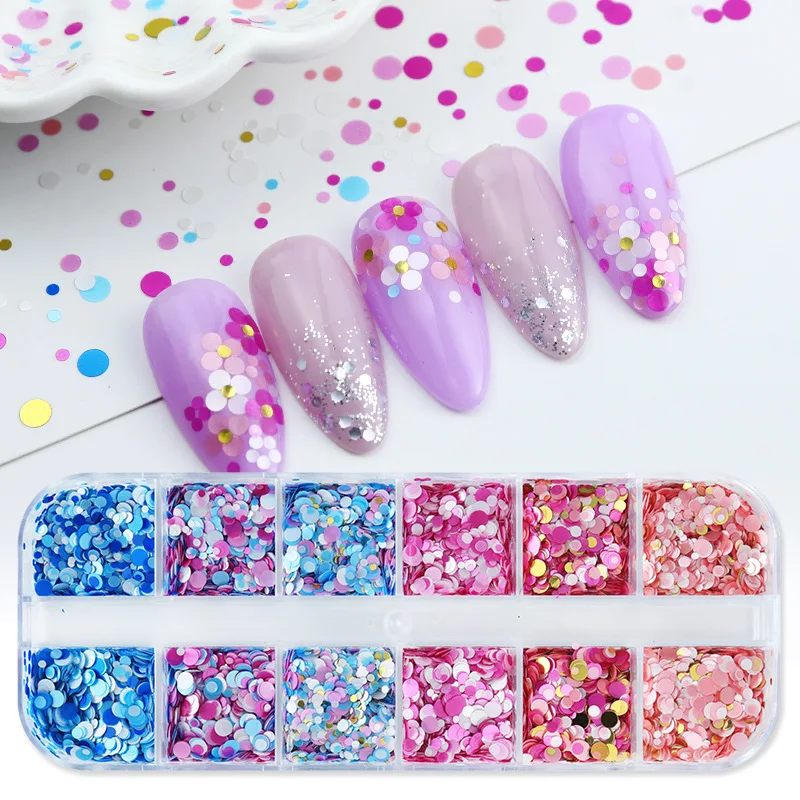 

Round Polka Dot Round Piece Nail Art Sequins Beauty False Eyelashes Decorative Sequins Nail Decoration For Nail Tip