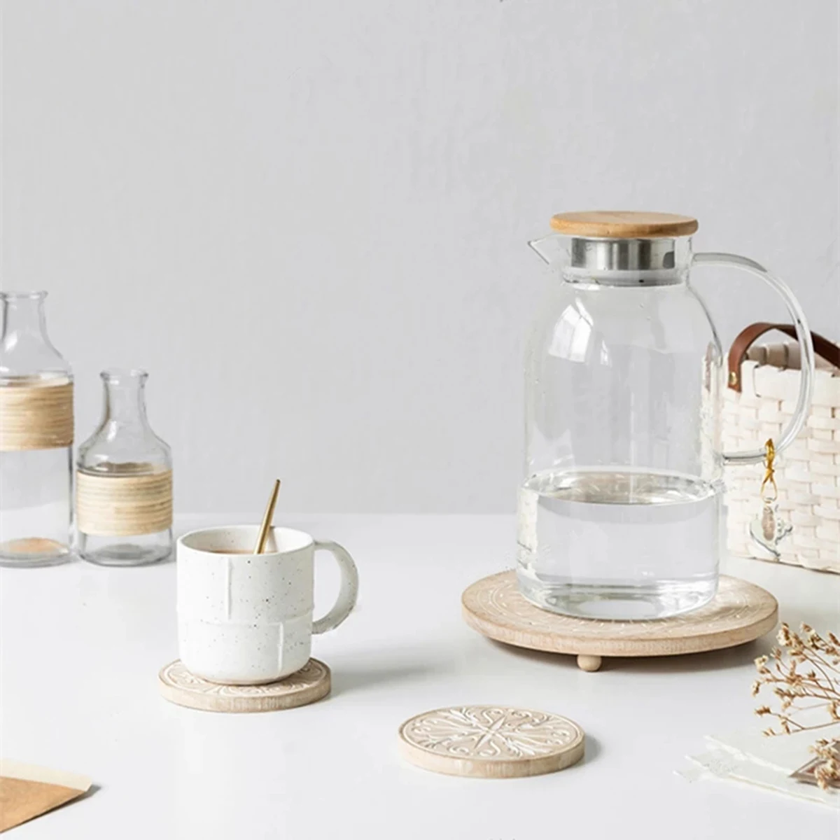 Круглая подставка из пробки деревянная для поддонов термостойкий Коврик