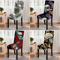 skull series stretchable elastic dining chair cover spandex office chair protector anti fouling cushion cover for banquet 1pc