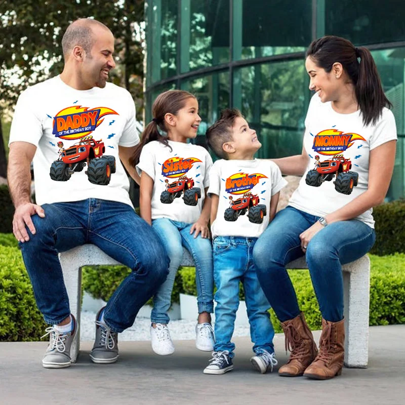 

Personalized Shirt Family Gift Birthday Shirt Custom Name Blazing TShirt Boys Children Kids Clothes Daddy Mommy Party Outfits