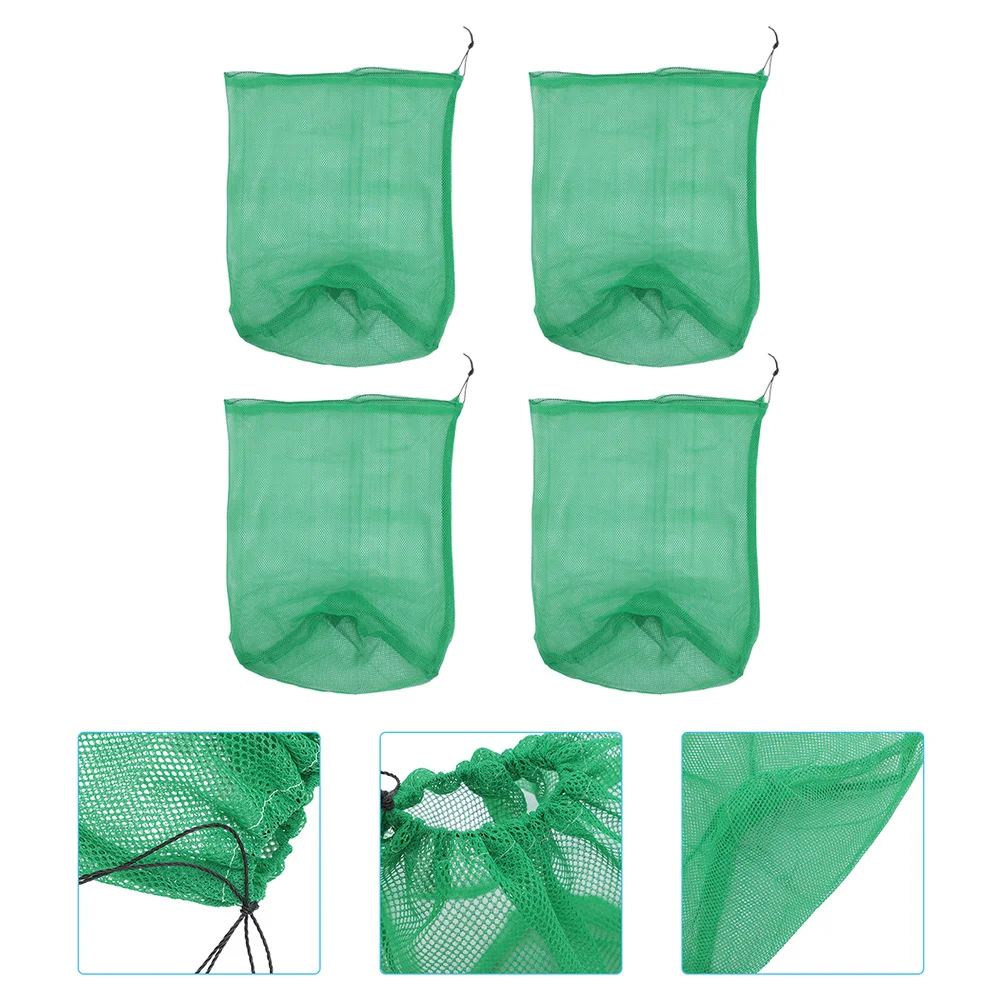 

4 Pcs Fishing Net Bag Folding Drawstring Pouch Brine Large Capacity Nylon Storage Portable