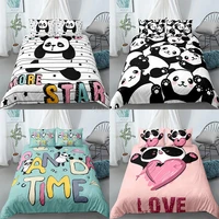 panda printed 23pcs bedding set cartoon duvet cover for adult child bedclothes and pillowcases comforter covers bed sets