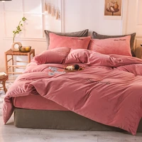 winter warm crystal velvet bedding set thick plush duvet cover pillowcase bed sheet 3 piece set kingqueen size home textiles