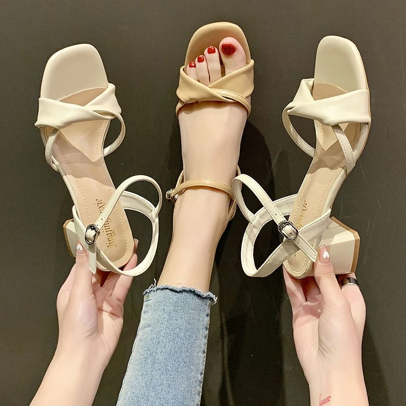 

Summer Sandals For Women 2021 Thick Heeled Outdoor Women Shoes High Heels Slides Women's Buckle Sandals Open Toe Shoes