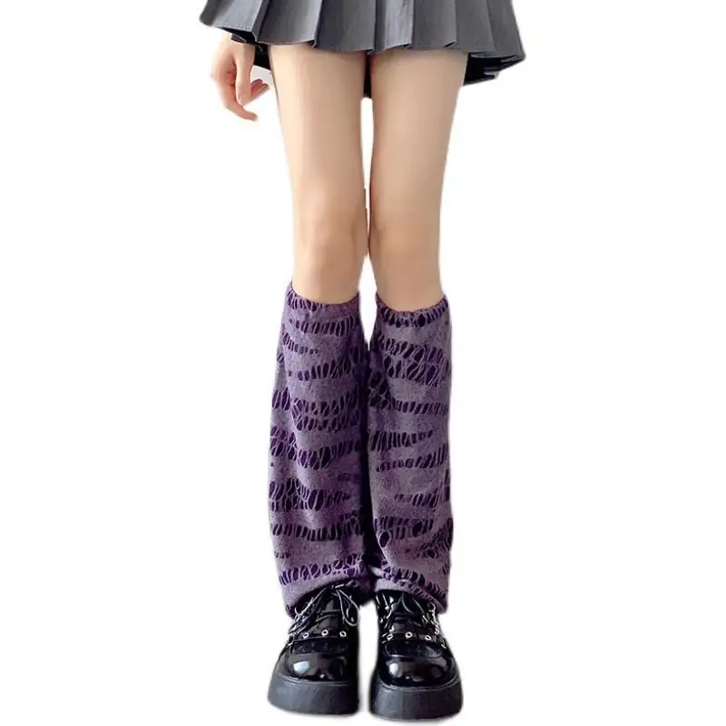 Lolita Hollowed Out Design Leg Warmer Foot Socks Punk Hole Leg Warmer Long Socks for Women Girls Japanese Jk Boots Socks