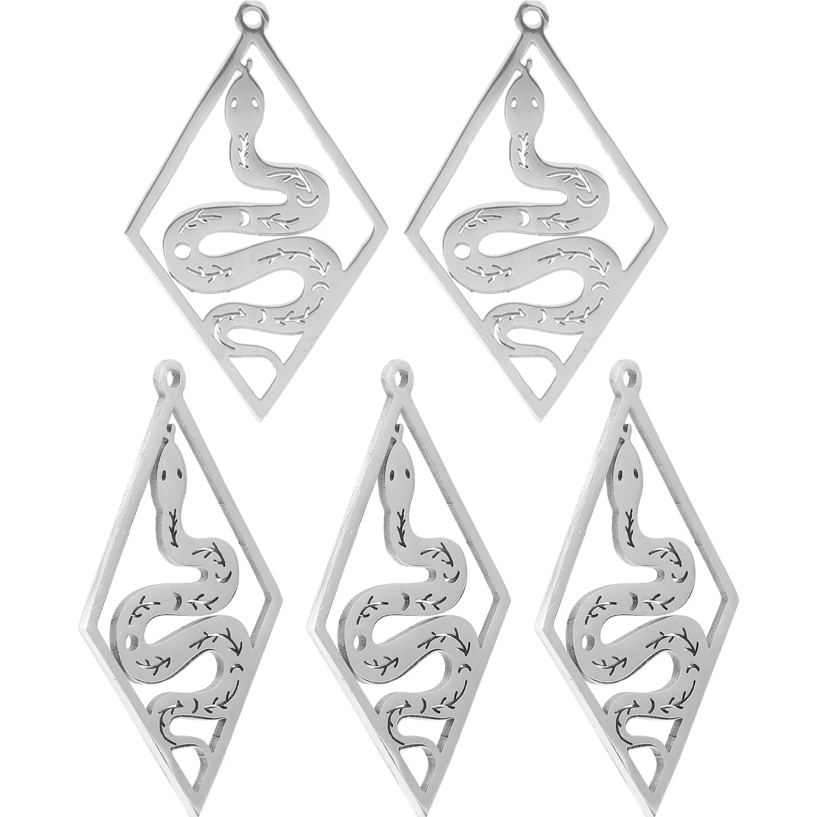 5 Pcs Snake Totem Earrings Keychain Crafts DIY Charms Pendant Girl Metal Jewelry Erring Making