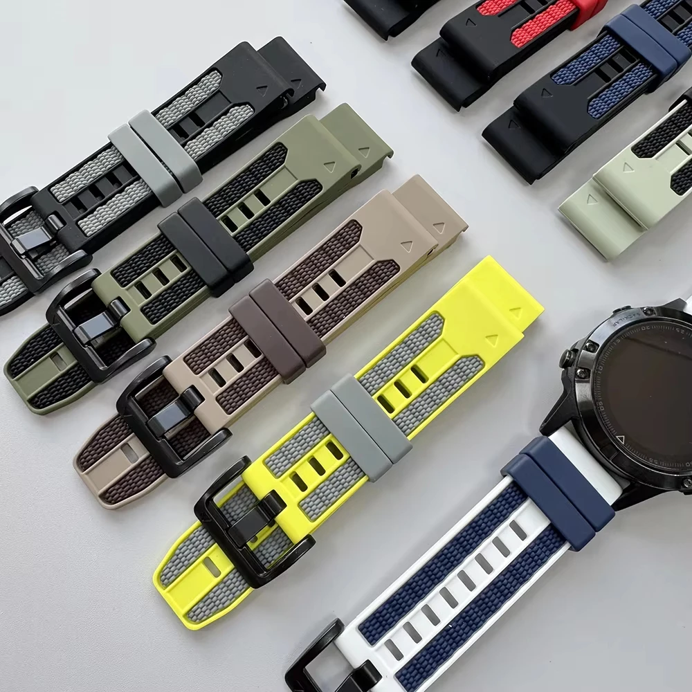 Фото Двухцветный ремешок QuickFit 22 мм 26 мм для Garmin Fenix 8 Epix Pro Gen 2 47 мм 51 мм/Fenix 7X 6X 5X Plus, силиконовый браслет-ремешок для часов №5