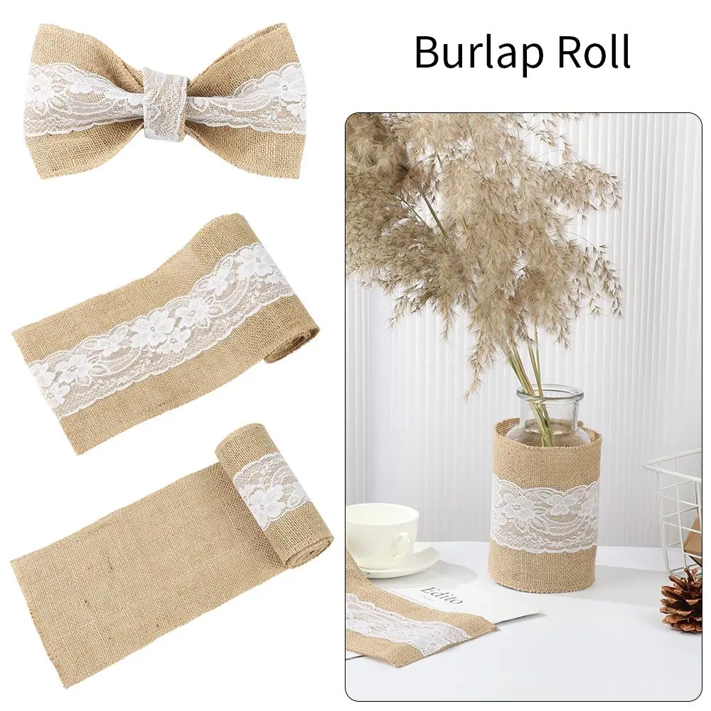 

Lace Streamer Linen Table Runner Lace Table Runner Chair Back Decoration Bow Chair Yarn Burlap Roll Lace Roll