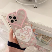 kawaii sanrio my melody cartoon phone case for ipone 11 12 13 pro max cute apple transparent anime toys for girls birthday gifts