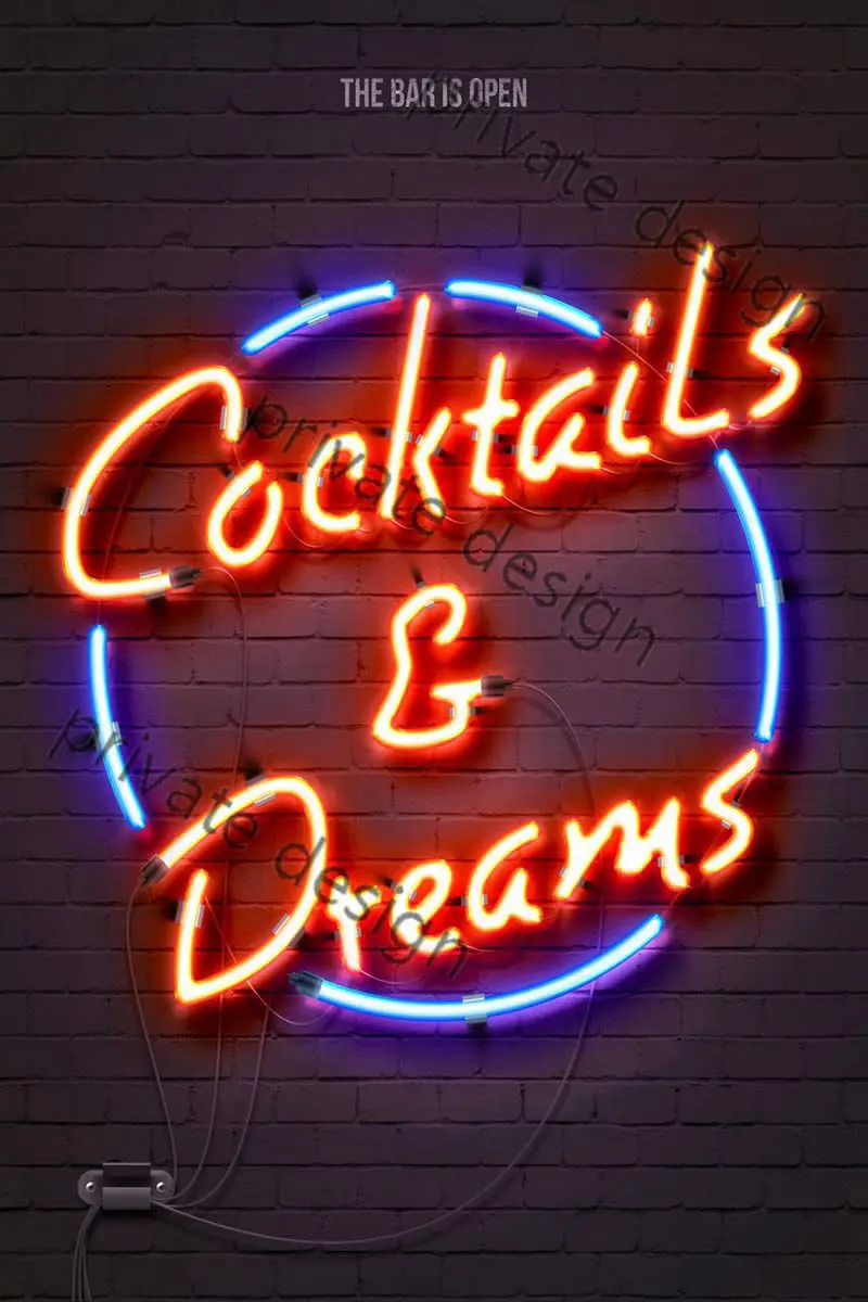 

Неоновый декор для комнаты, винтажный металлический Ретро-постер в стиле ретро, с изображением коктейлей и мечт, не светильник ится