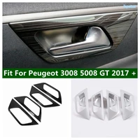 4pcs car door handle catch covers trim carbon fiber styling interior decoration accessories for peugeot 3008 5008 gt 2017 2022