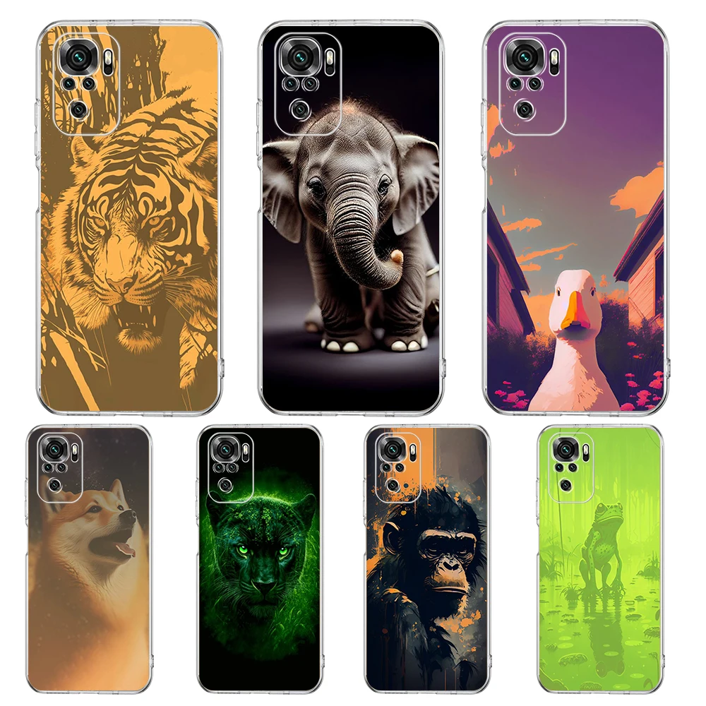 

Animal Transparent Phone Case for Redmi 10c Note 11 11T 8A 9A 9C 8 9 10 K40 Plus 12 Pro 4G Soft Cover Shell Fundas Capas Coque