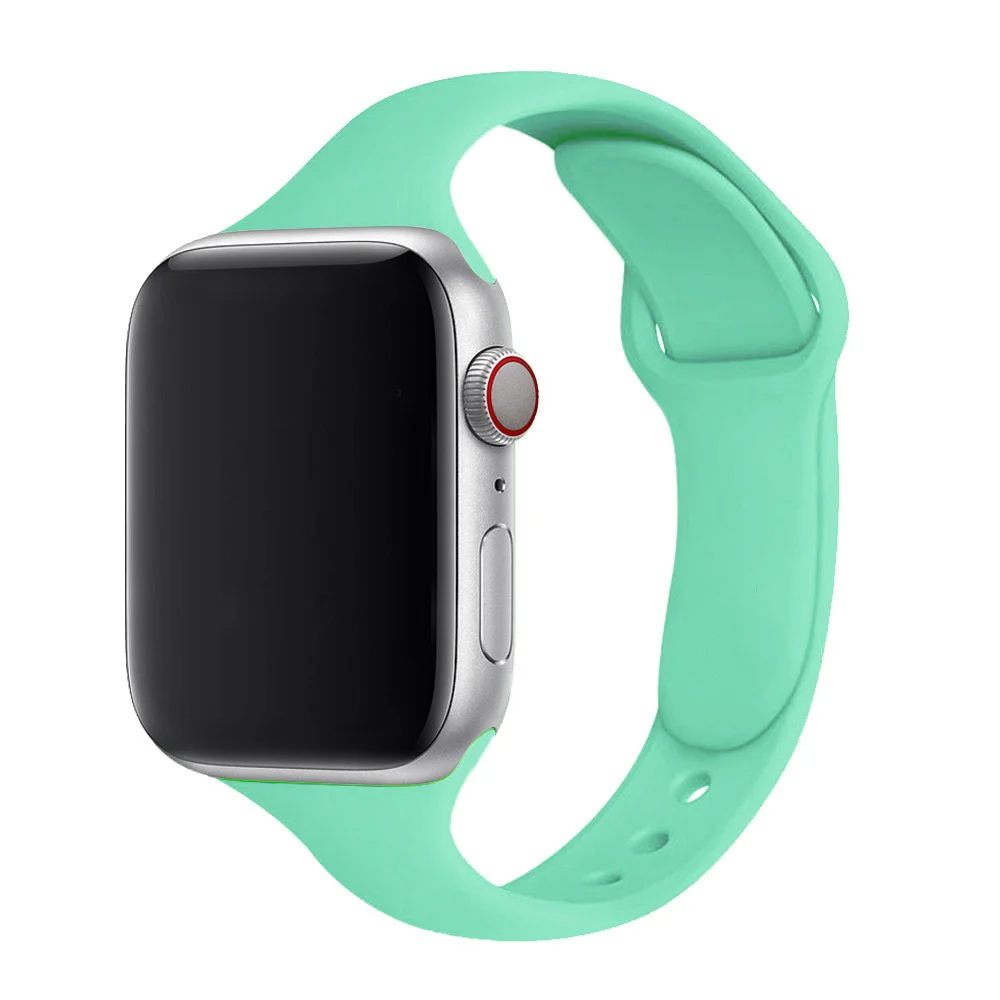 Ремешок силиконовый для apple watch маленький монохромный тонкий браслет iwatch series 7 6 se 5
