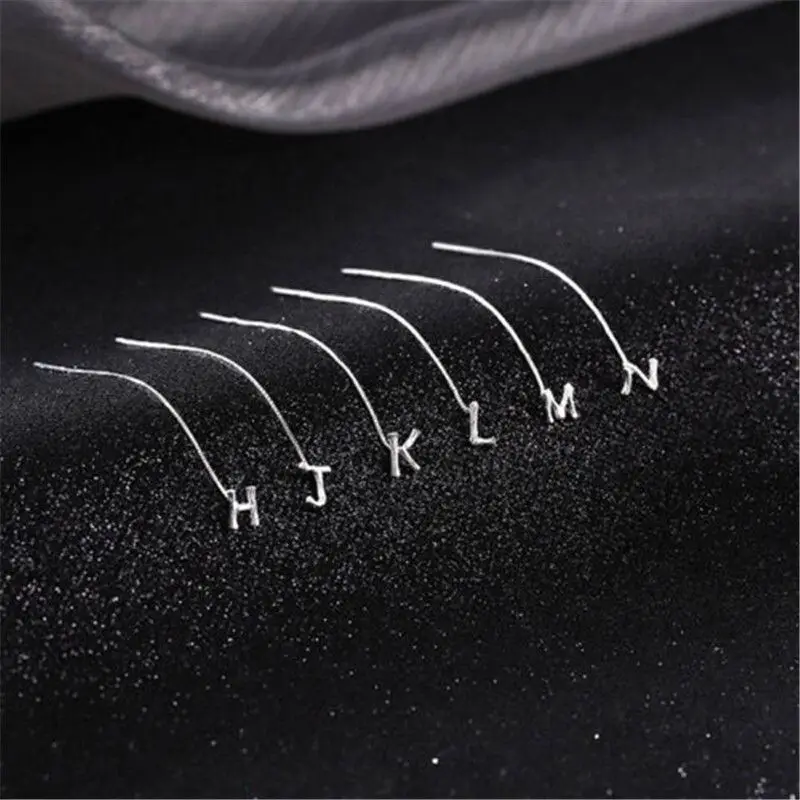 

Alphabet Stud Women Tassel Chain Ear Thread Earring Initial Letter Copper A-Z