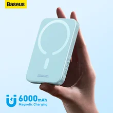 Baseus 20W Magnetic Wireless Charging 6000mAh Power Bank, 14.7mm Non-slip Silicone Casing, Fast Charging For iPhone 8-14 Series