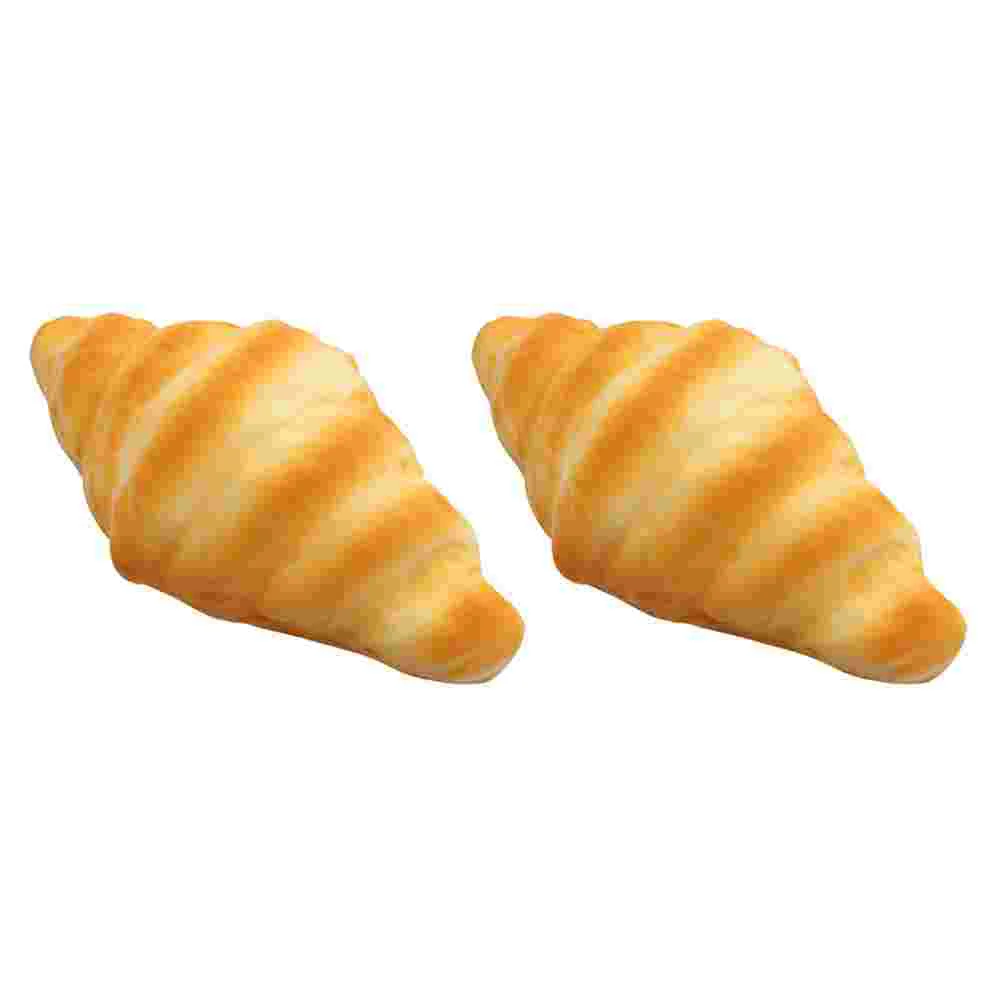 

2 Pcs Simulated Bread Adornments Simulation Ornament Kids Cake Toy Artificial Croissant Fake Food Toppers Bop It Play Set