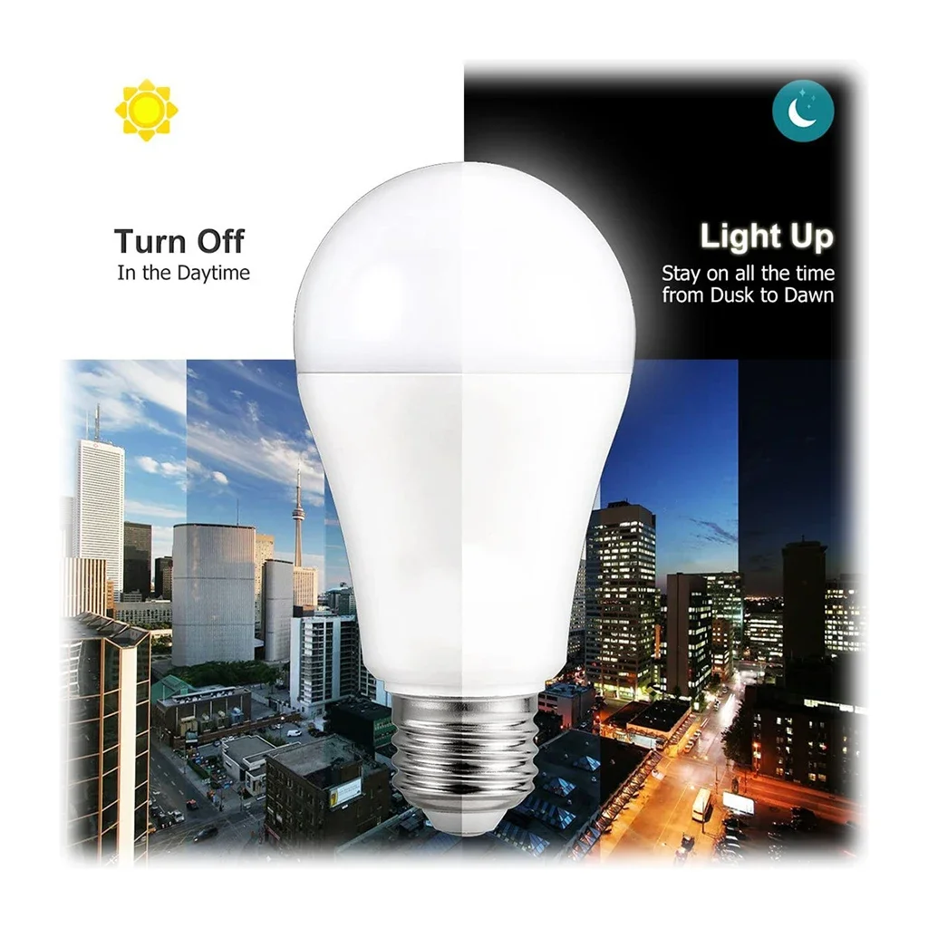 6 шт. светодиодная лампа с датчиком заката и рассвета A60 E27 B22 220 В 10 Вт декор для