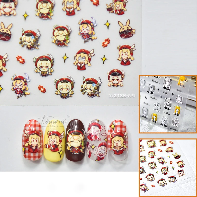 Death Note MisaMisa Genshin Impact Klee Nail Stickers Pretty Girls Cute Anime Game Nail Art Accessories Manicure Nail Art