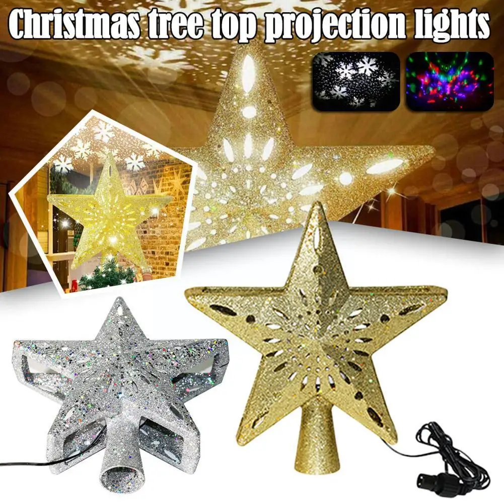 

Рождественская елка, Светодиодный проекционный светильник, блестящая Звезда, Топпер, украшение, вращающийся проектор, светодиодный домашний декор, снежинка, дерево с Chri G7s7