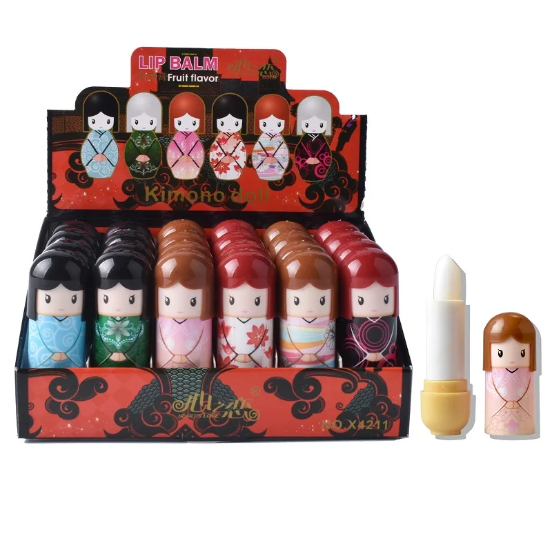 

24Pcs/Lot Cartoon Doll Moisturizing Colorless Lip Balm Lovely Nutritious Anti-drying Lip Balm Makeup Lips Care Wholesale