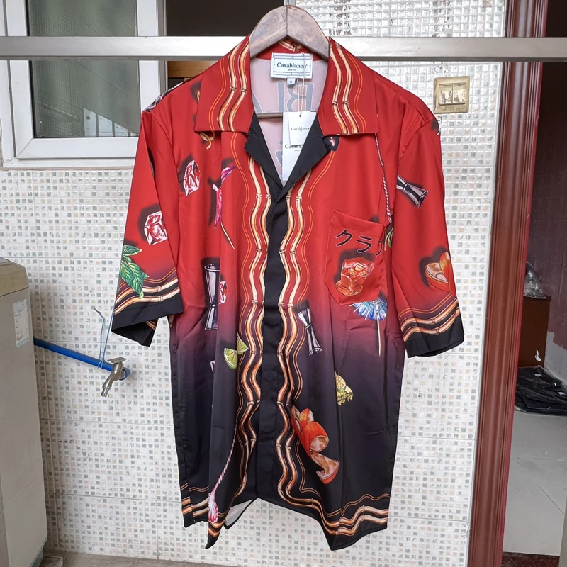 

Мужская летняя рубашка с коротким рукавом, с принтом дома