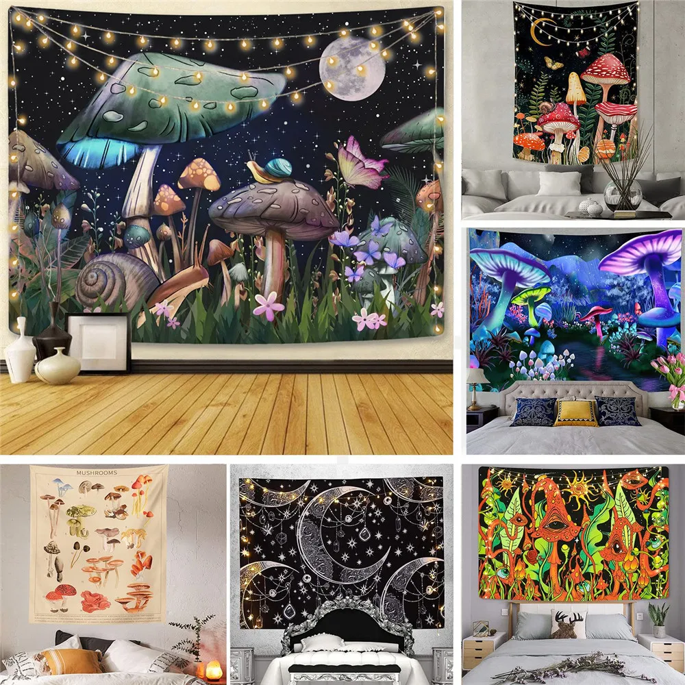

22 Psychedelic Hippie Tapestry Abstract Mushroom Goth Drom Room Boho Decor Wall Hanging Mandala Tapestries Yoga Mat