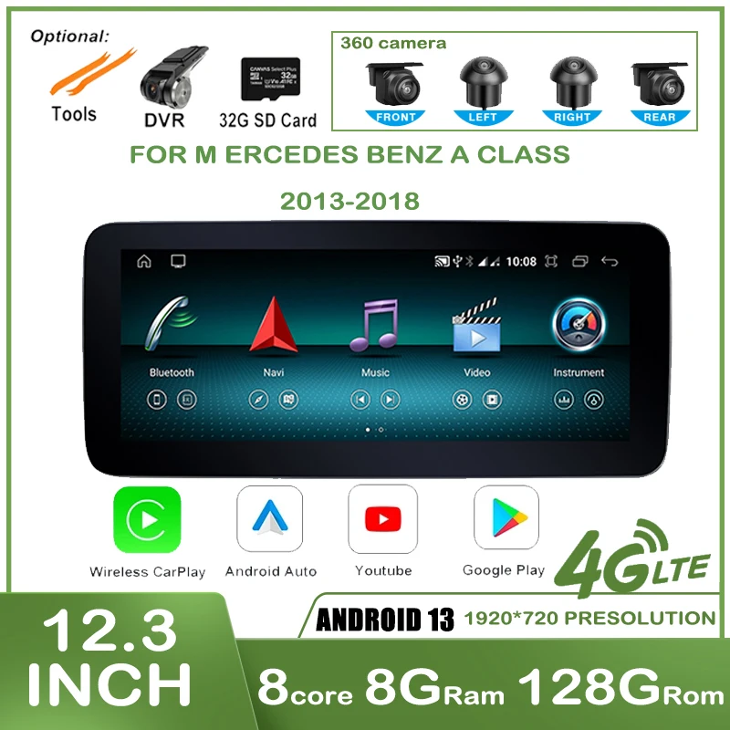 

10.25'' Android 13 For Mercedes Benz A Class W176/GLA X156/CLA C117 2013-2018 Car Multimedia Player GPS Radio Stereo Carplay