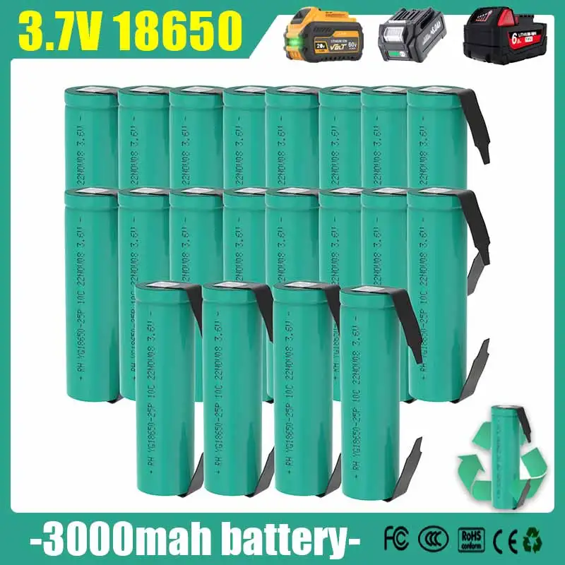 

3.7V 18650 Lithium Battery HG2 3000mAh VTC4 VTC5 VTC6 30A Discharge Rechargeable battery +DIY Nickel For 18V Tool Battery Drone