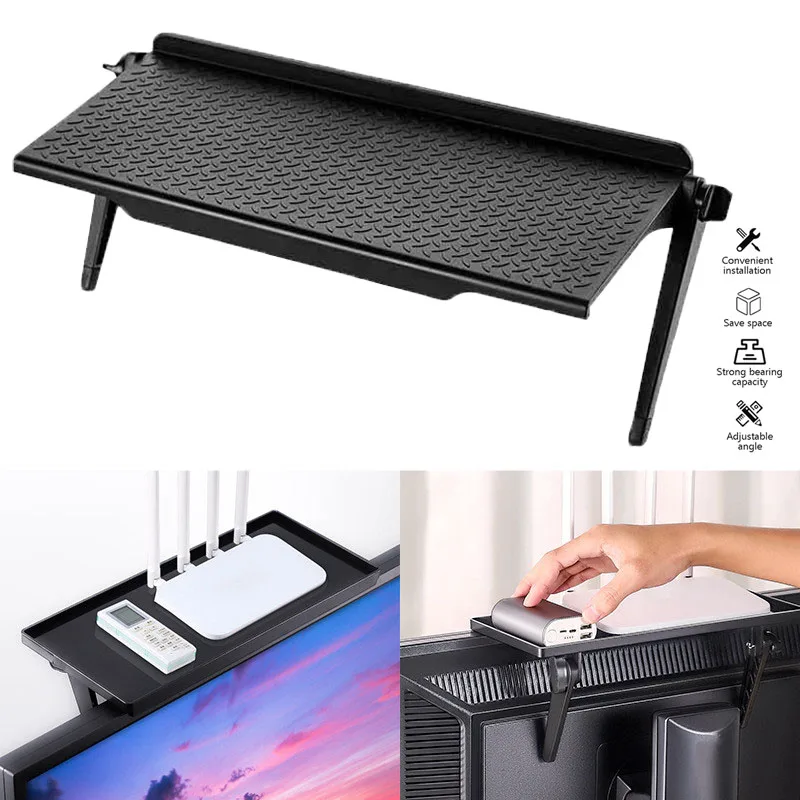 

Non-slip Screen Top Storage Shelves Punch Free Computer Storage Rack Shelf Adjustable Phone TV Holder Home Organizer