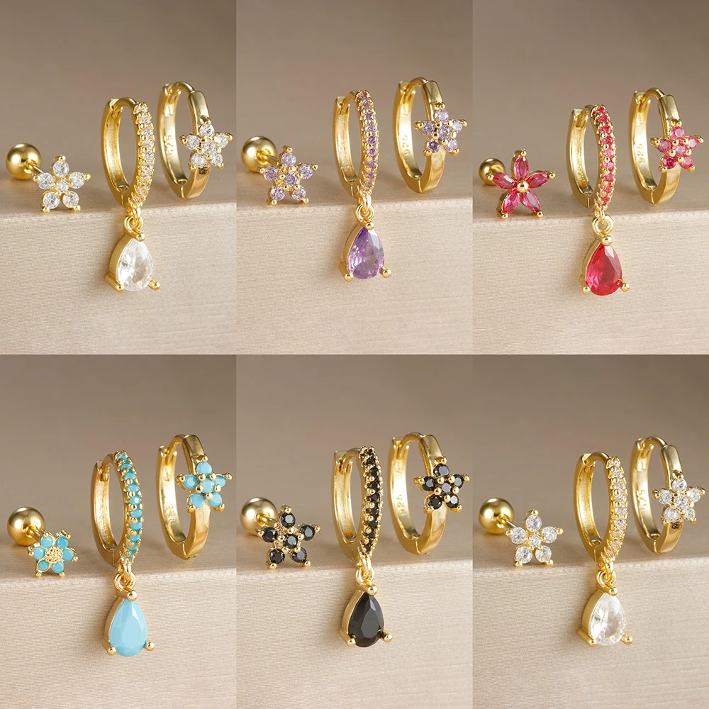 Серьги-кольца с фианитами