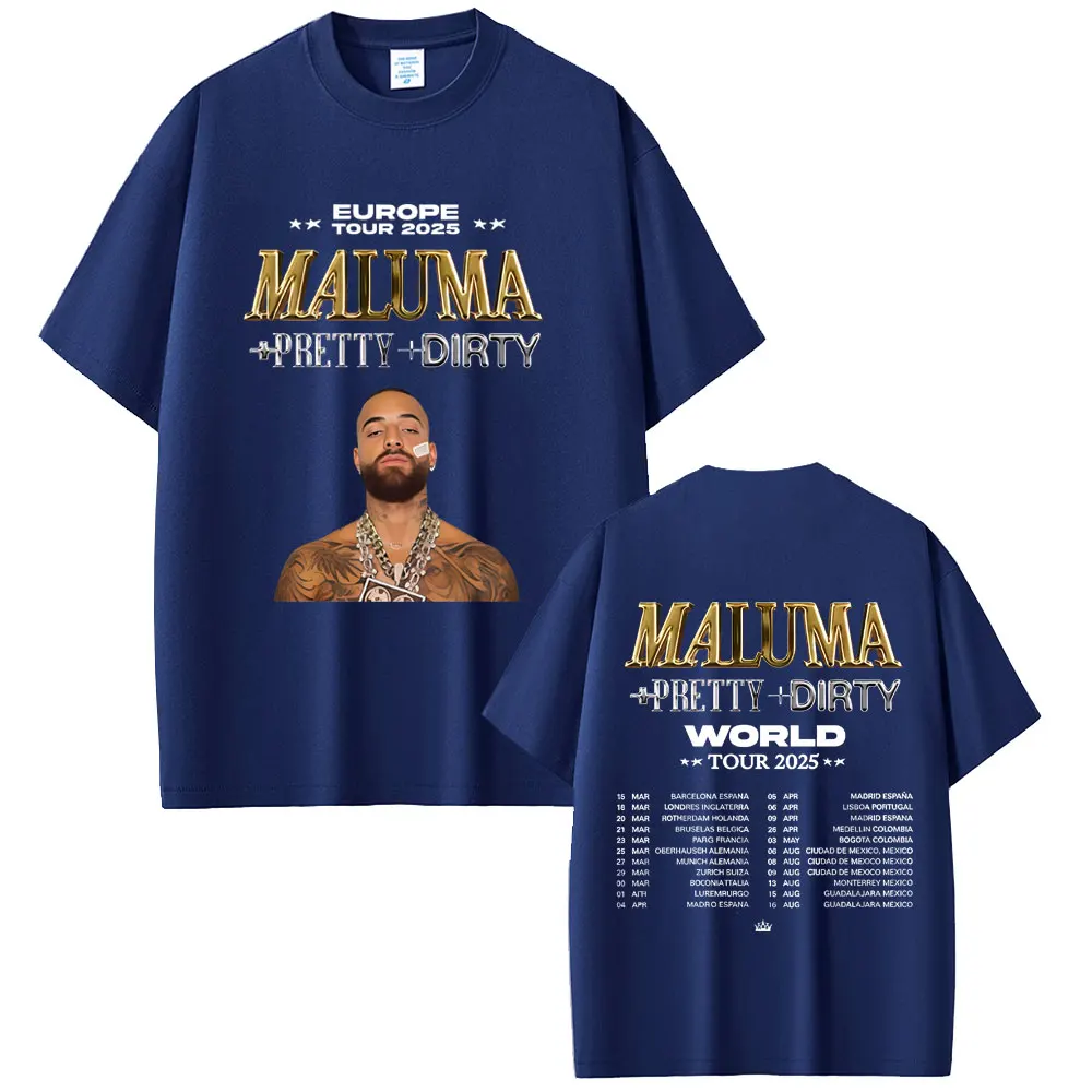 Фото Рэпер Maluma Pretty Dirty Europet Tour 2025 Футболка Мужчины Женщины Хип-Хоп Модная Тенденция Футболка Мужская Негабаритная Футболка С Коротким Рукавом №3