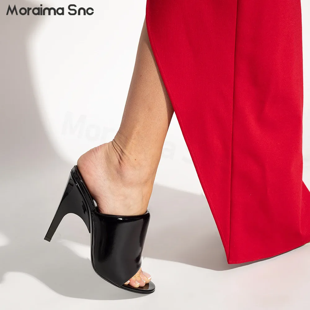 Black Open Toe Fashion Half Slippers Summer New Stiletto Sexy Outerwear Sandals Large Size Casual Party Sexy Women\'s Shoes