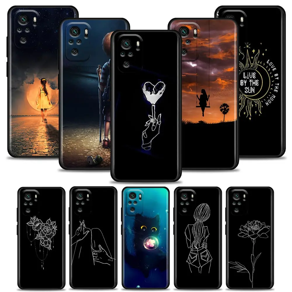 

Phone Case for Redmi 10 9 9A 9C 9i K20 K30 K40 Plus Note 10 11 Pro Case Soft Silicone Cover Cartoon Charged heart WITCHY COOL