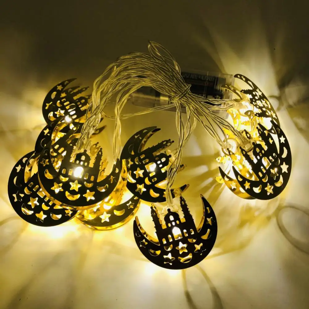 

1.65M Eid Mubarak Moon Star LED String Lights Iron Art Ramadan Kareem Decoration Islamic Muslim Home Festival Party Supplies