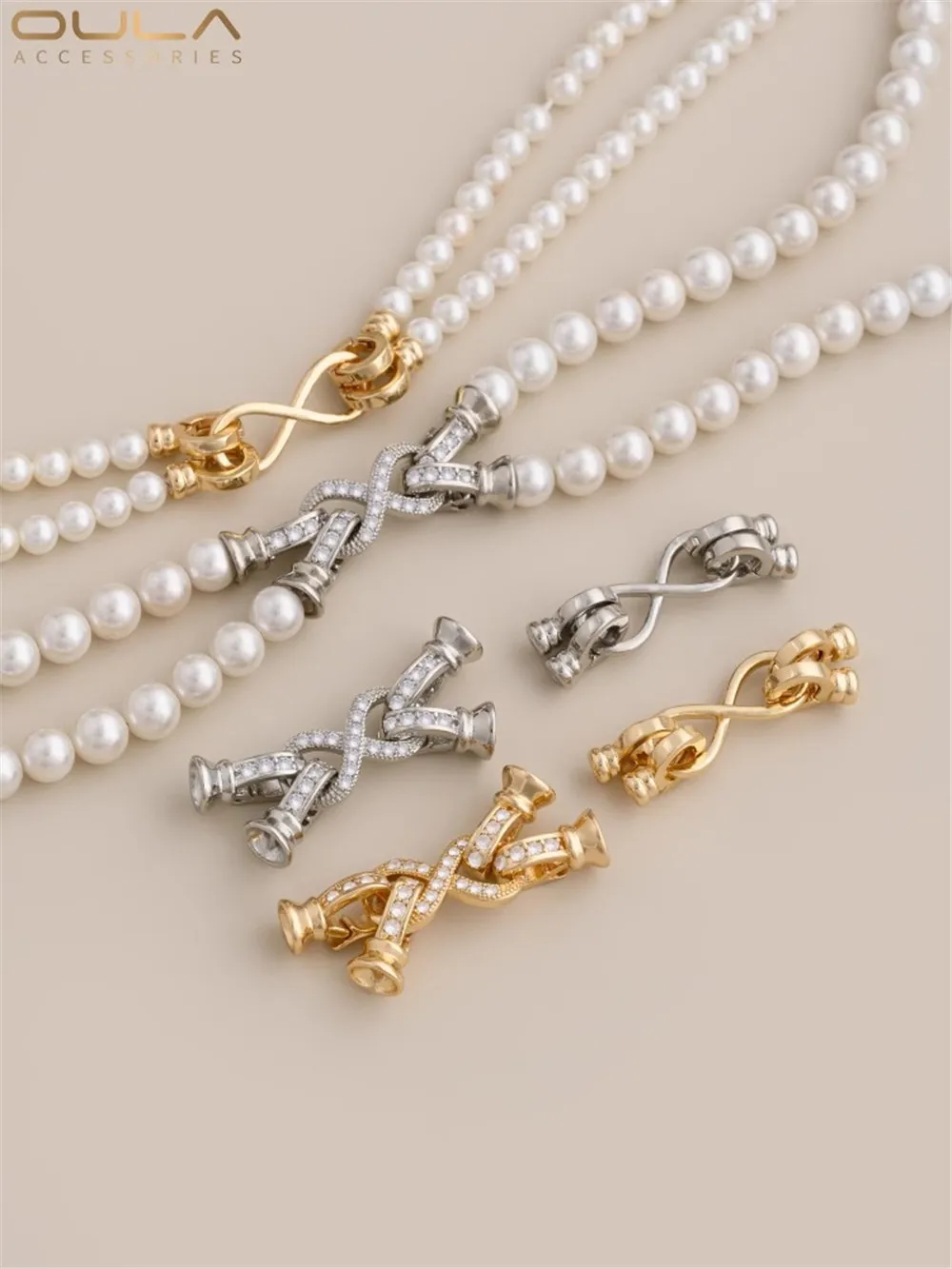 Жемчужное ожерелье с двойным рядом пуговиц 14 к