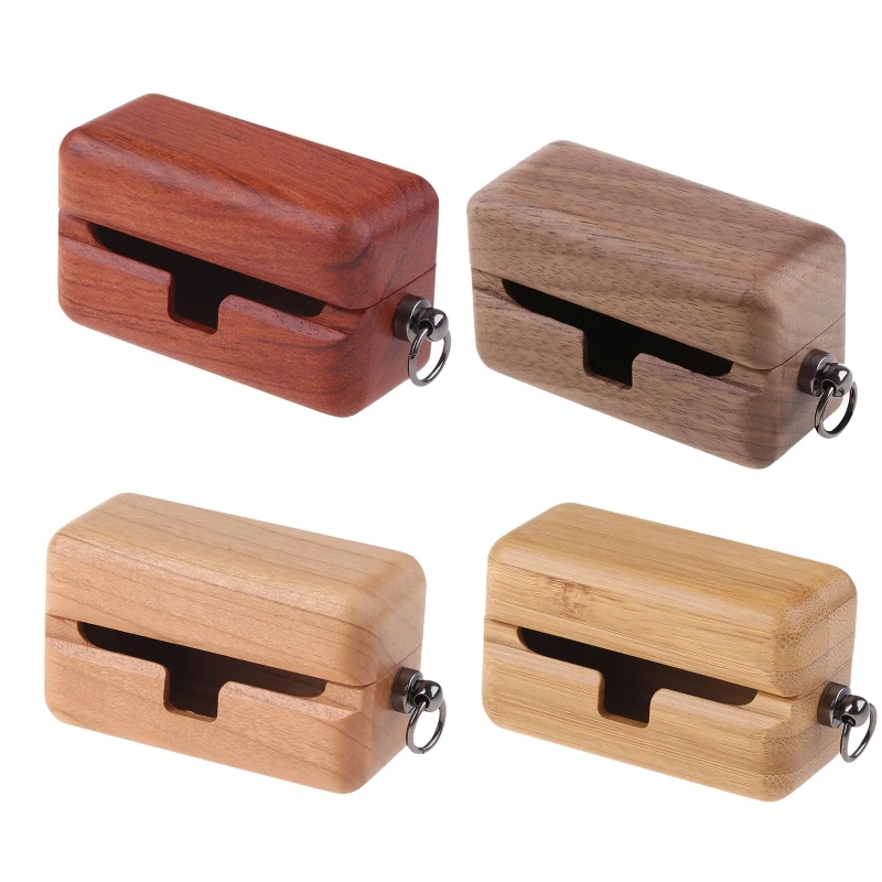 

Wooden Protective Cover Shell Anti-fall Earphone Case Compatible with-S-ony WF-1000XM4 Wireless Earbuds