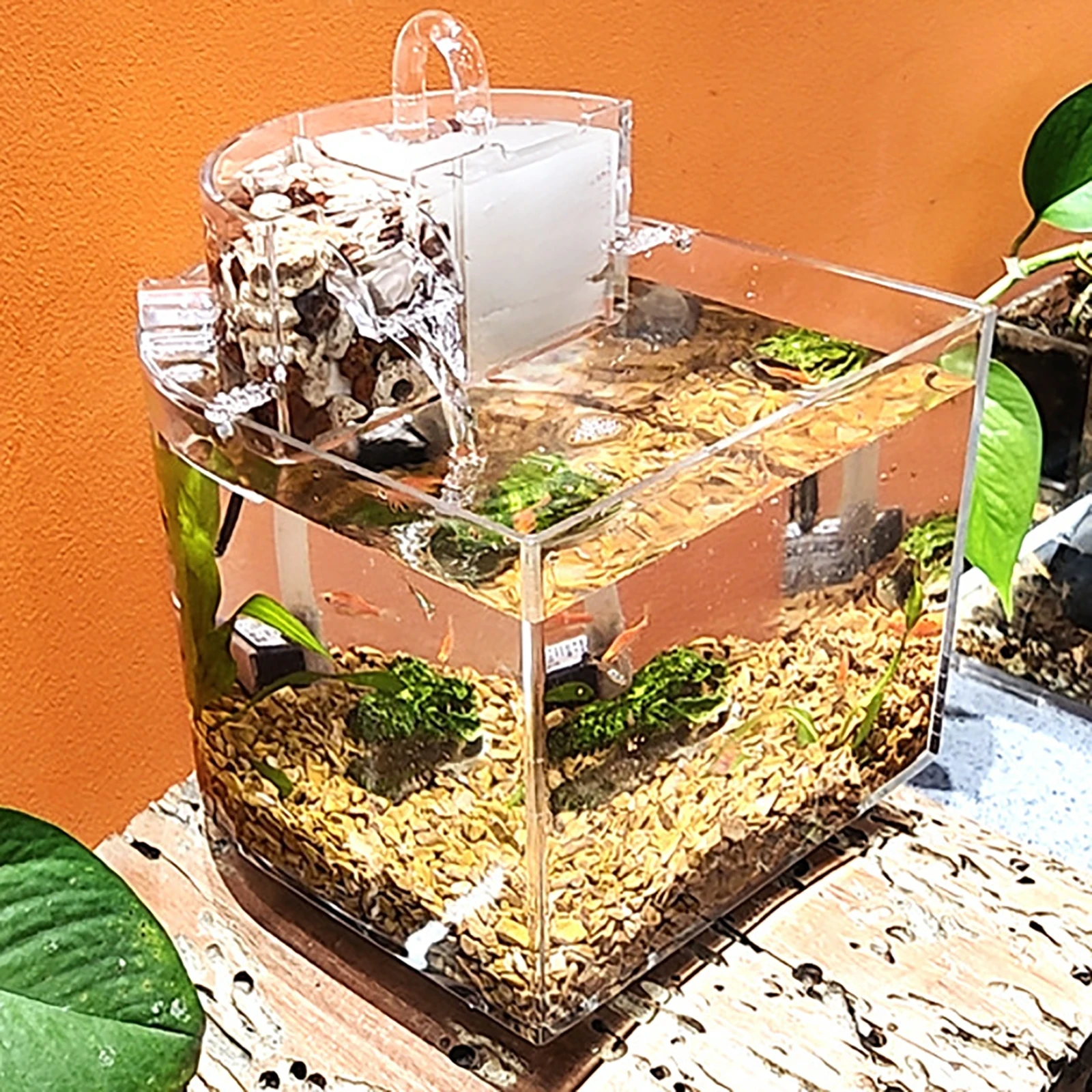 Mini Acrylic Aquarium Transparent Fish Keeper Fishbowl Porta