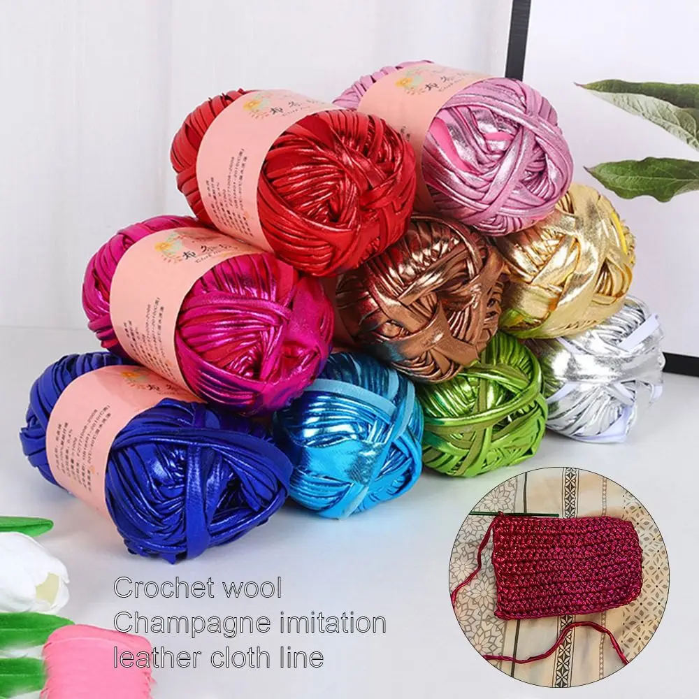 

Novel Functional 100g Imitation Leather Shiny Crochet Yarn DIY Hand Knitting Yarn Ball For Bag Blanket Cushion T-Shirt