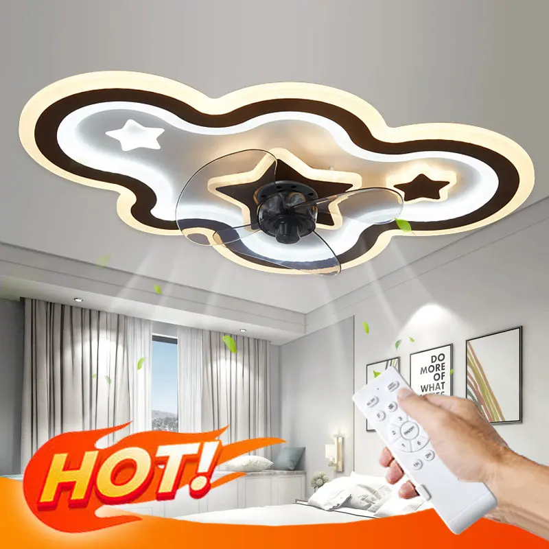 

Ceiling fan light LED Scandinavian clouds living room bedroom dining room children invisible electric fan light ceiling fan