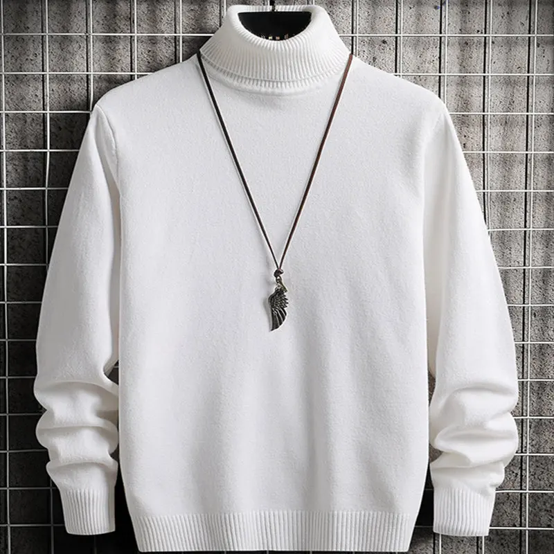 

Spring Autumn Acrylic Men's Sweater Turtleneck Long Sleeve Pullover Knitted Solid Slim Thin Korean Style Fashion Casual Sweater