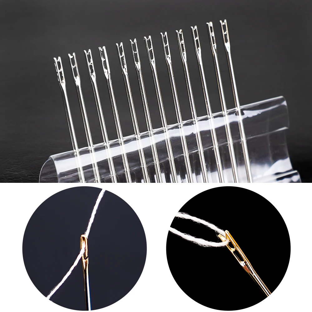 

48Pcs/set Blind Needle Elderly Needle-side Big Hole Hand Stainless Steel Sewing Needless Threading Household DIY Sewing Needles