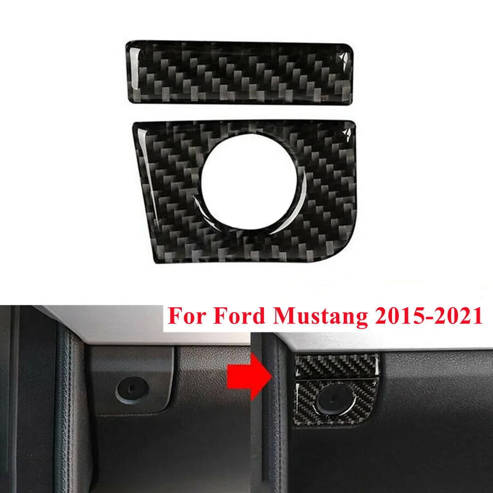 

Hot Sale Car Accessories Carbon Fiber Storage Box Keyhole Cover Trim Sticker For Ford Mustang 2015-2021